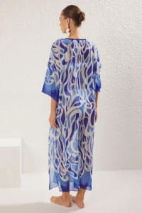 TRENDYOLMİLLA Abstract Patterned Weaving slit Maxi Beach Dress - Image 6