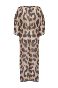 TRENDYOLMİLLA beachwear Leopard Patterned Weaving slit Maxi Dress - Image 6