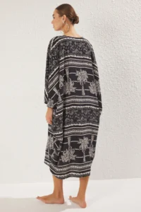 TRENDYOLMİLLA Tropical Patterned Weaving Beach Midi Dress - Image 4