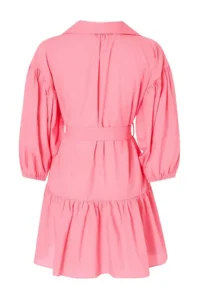 TRENDYOLMİLLA Pink Weaving Belted 100% Cotton Beach Mini Dress - Image 6