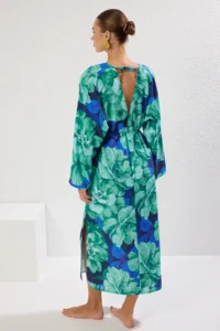 TRENDYOLMİLLA flower patterned Weaving slit Maxi Beach Dress - Image 5