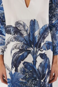 TRENDYOLMİLLA Tropical Patterned Weaving 100% Cotton Maxi Beach Dress - Image 3