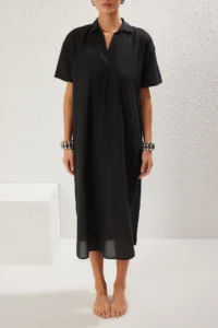 TRENDYOLMİLLA Black Weaving slit 100% Cotton Beach Midi Dress - Image 3