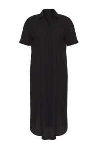TRENDYOLMİLLA Black Weaving slit 100% Cotton Beach Midi Dress - Image 6