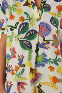 TRENDYOLMİLLA flower patterned Weaving slit 100% Cotton Beach Midi Dress - Image 4