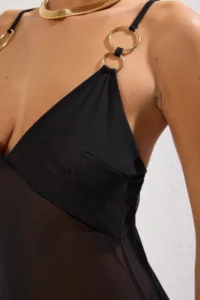 TRENDYOLMİLLA Black Knitting Accessory Detailed Maxi Beach Dress - Image 4