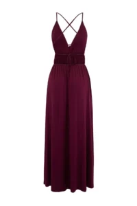TRENDYOLMİLLA Plum Weaving Low-cut back Maxi Beach Dress - Image 6