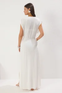 TRENDYOLMİLLA Ecru Weaving slit Maxi Beach Dress - Image 4