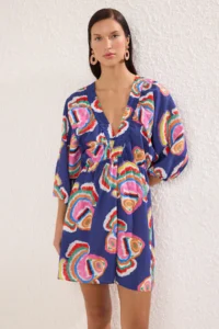 TRENDYOLMİLLA Su Six Patterned Weaving with flywheel 100% Cotton Beach Mini Dress - Image 2