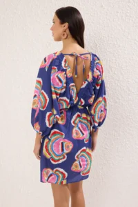 TRENDYOLMİLLA Su Six Patterned Weaving with flywheel 100% Cotton Beach Mini Dress - Image 4