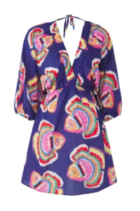 TRENDYOLMİLLA Su Six Patterned Weaving with flywheel 100% Cotton Beach Mini Dress - Image 5