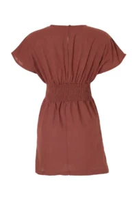 TRENDYOLMİLLA Brown Weaving Binding Detailed Beach Mini Dress - Image 5