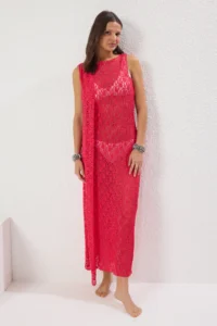 TRENDYOLMİLLA Fuchsia Knitting slit Maxi Beach Dress - Image 2