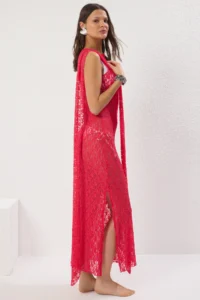 TRENDYOLMİLLA Fuchsia Knitting slit Maxi Beach Dress - Image 3