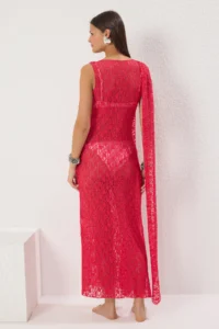 TRENDYOLMİLLA Fuchsia Knitting slit Maxi Beach Dress - Image 5