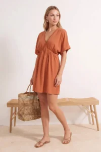 TRENDYOLMİLLA Brick Red Weaving Low-cut back Beach Mini Dress - Image 3
