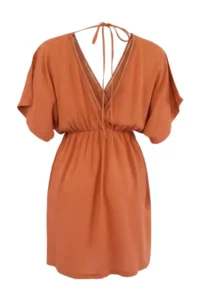 TRENDYOLMİLLA Brick Red Weaving Low-cut back Beach Mini Dress - Image 6