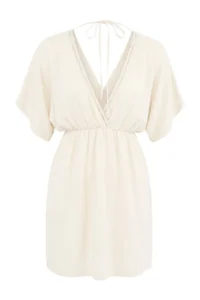 TRENDYOLMİLLA Ecru Weaving Low-cut back Beach Mini Dress - Image 5
