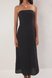 TRENDYOLMİLLA Black Weaving slit 100% Cotton Maxi Beach Dress - Image 3