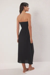 TRENDYOLMİLLA Black Weaving slit 100% Cotton Maxi Beach Dress - Image 4