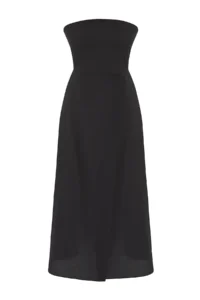TRENDYOLMİLLA Black Weaving slit 100% Cotton Maxi Beach Dress - Image 5