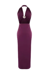 TRENDYOLMİLLA Plum Knitting Casting with accessories Maxi Beach Dress - Image 6