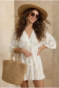 TRENDYOLMİLLA beachwear Shawl pattern Weaving Tassel Mini Dress