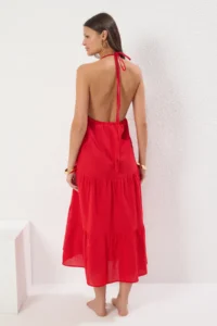 TRENDYOLMİLLA Red Knitting Maxi Beach Dress - Image 4