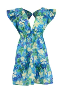 TRENDYOLMİLLA flower patterned Weaving Binding Detailed 100% Cotton Beach Mini Dress - Image 4