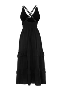 TRENDYOLMİLLA Black Weaving Shirred Maxi Beach Dress - Image 5