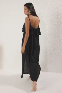 TRENDYOLMİLLA Black Weaving with flywheel Maxi Beach Dress - Image 5