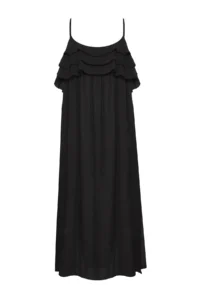 TRENDYOLMİLLA Black Weaving with flywheel Maxi Beach Dress - Image 6
