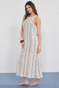 TRENDYOLMİLLA Geometric Patterned Knitting Maxi Beach Dress - Image 2