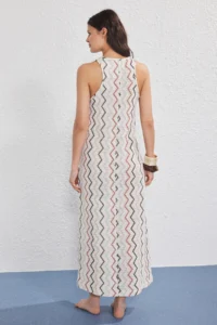 TRENDYOLMİLLA Geometric Patterned Knitting Maxi Beach Dress - Image 4