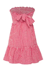 TRENDYOLMİLLA Red Plaid Weaving with flywheel Beach Mini Dress - Image 7