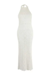 TRENDYOLMİLLA Ecru Knitwear Low-cut back Maxi Beach Dress - Image 4