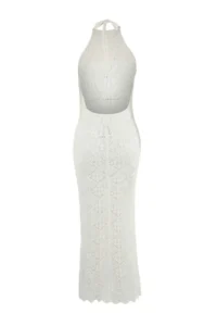 TRENDYOLMİLLA Ecru Knitwear Low-cut back Maxi Beach Dress - Image 5