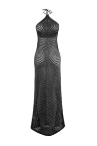 TRENDYOLMİLLA Black Knitwear Maxi Beach Dress - Image 6