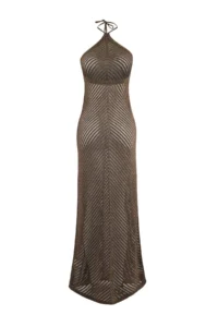 TRENDYOLMİLLA Brown Knitwear Maxi Beach Dress - Image 6