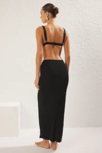 TRENDYOLMİLLA Black Knitting Accessory Detailed Maxi Beach Skirt - Image 5