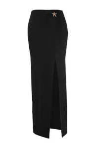 TRENDYOLMİLLA Black Knitting Accessory Detailed Maxi Beach Skirt - Image 7