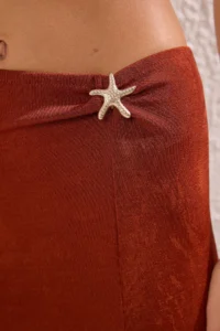 TRENDYOLMİLLA Brick Red Knitting Accessory Detailed Maxi Beach Skirt - Image 3