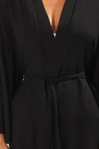 TRENDYOLMİLLA Black Weaving Beach Mini Belted Kimono&Kaftan - Image 3