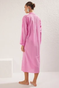 TRENDYOLMİLLA Pink Weaving 100% Cotton Maxi Beach Kimono&Kaftan - Image 5