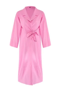 TRENDYOLMİLLA Pink Weaving 100% Cotton Maxi Beach Kimono&Kaftan - Image 6