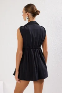 TRENDYOLMİLLA Black Knitting Shirred Beach Mini Kimono&Kaftan - Image 5