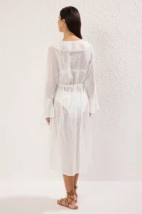 TRENDYOLMİLLA Ecru Weaving with flywheel Midi Beach Kimono&Kaftan - Image 4