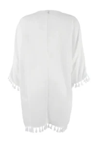 TRENDYOLMİLLA Ecru Weaving Tassel Beach Mini Kimono&Kaftan - Image 4