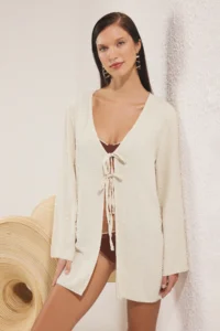 TRENDYOLMİLLA Beige Weaving Beach Mini Kimono&Kaftan - Image 2