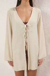 TRENDYOLMİLLA Beige Weaving Beach Mini Kimono&Kaftan - Image 4